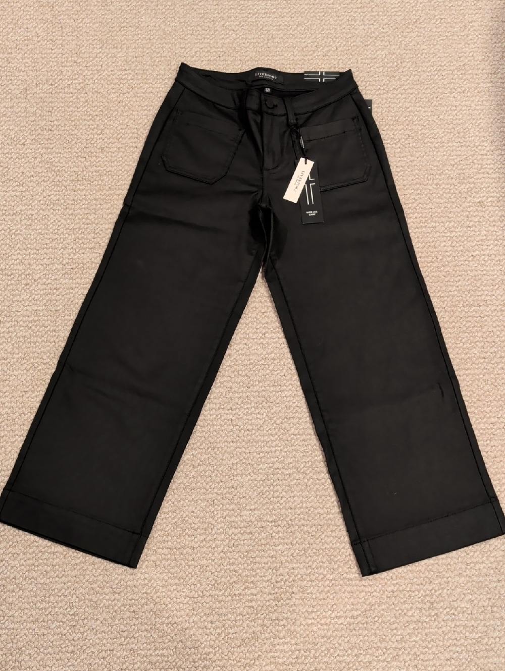Liverpool Black Wide Leg Crop Pants